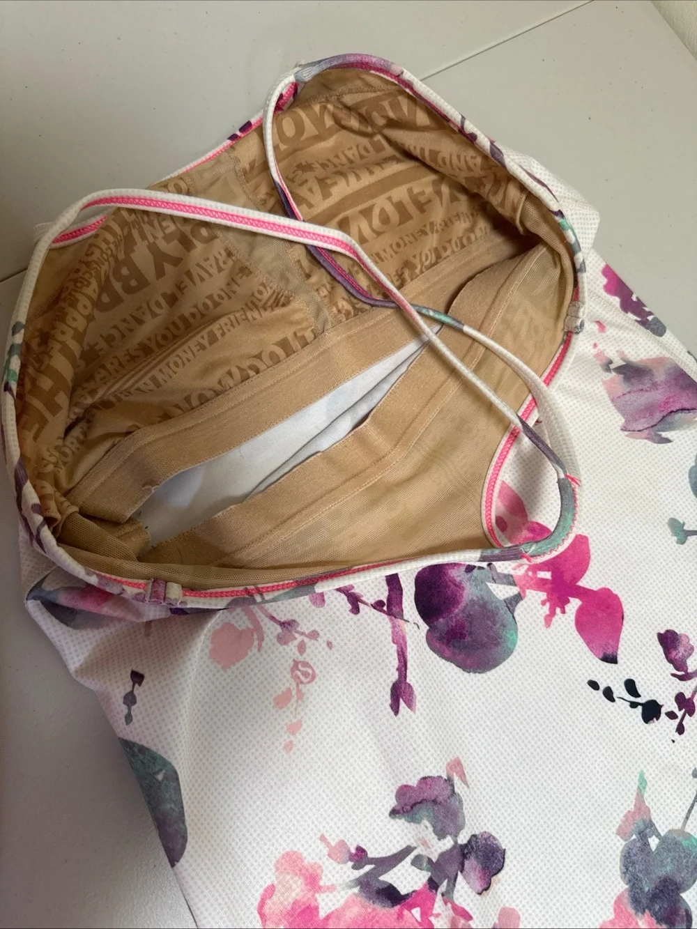 Lululemon Blurred Blossom White Pink Floral Tank Top 6